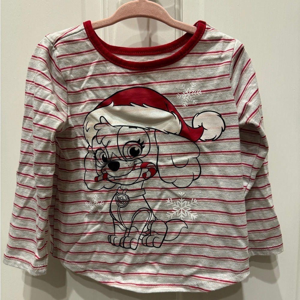 Nickelodeon 2T Paw Patrol Skye Christmas Red Gray Long Sleeve Gender Neutral Top